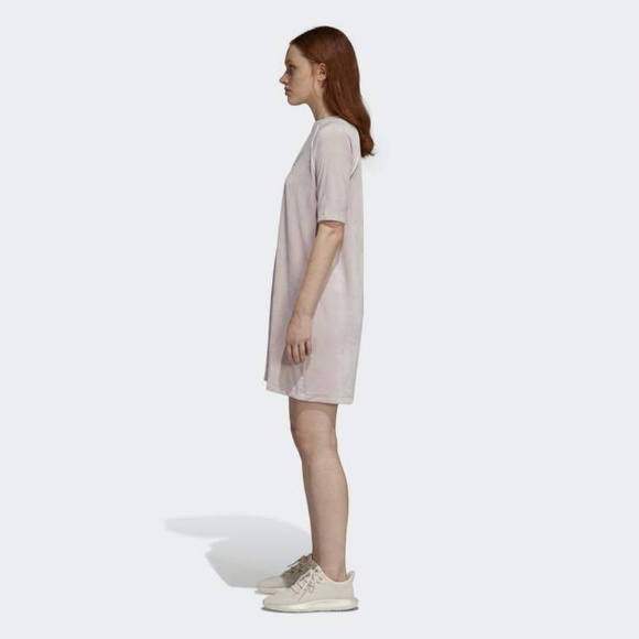 ADIDAS ORIGINALS Women's Velvet Tee Dress in Ice Purple│Size Small - Picture 15 of 17